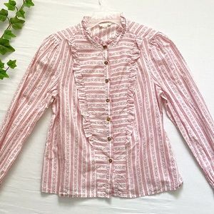 The Korner 100% cotton ruffled cottagecore button down top